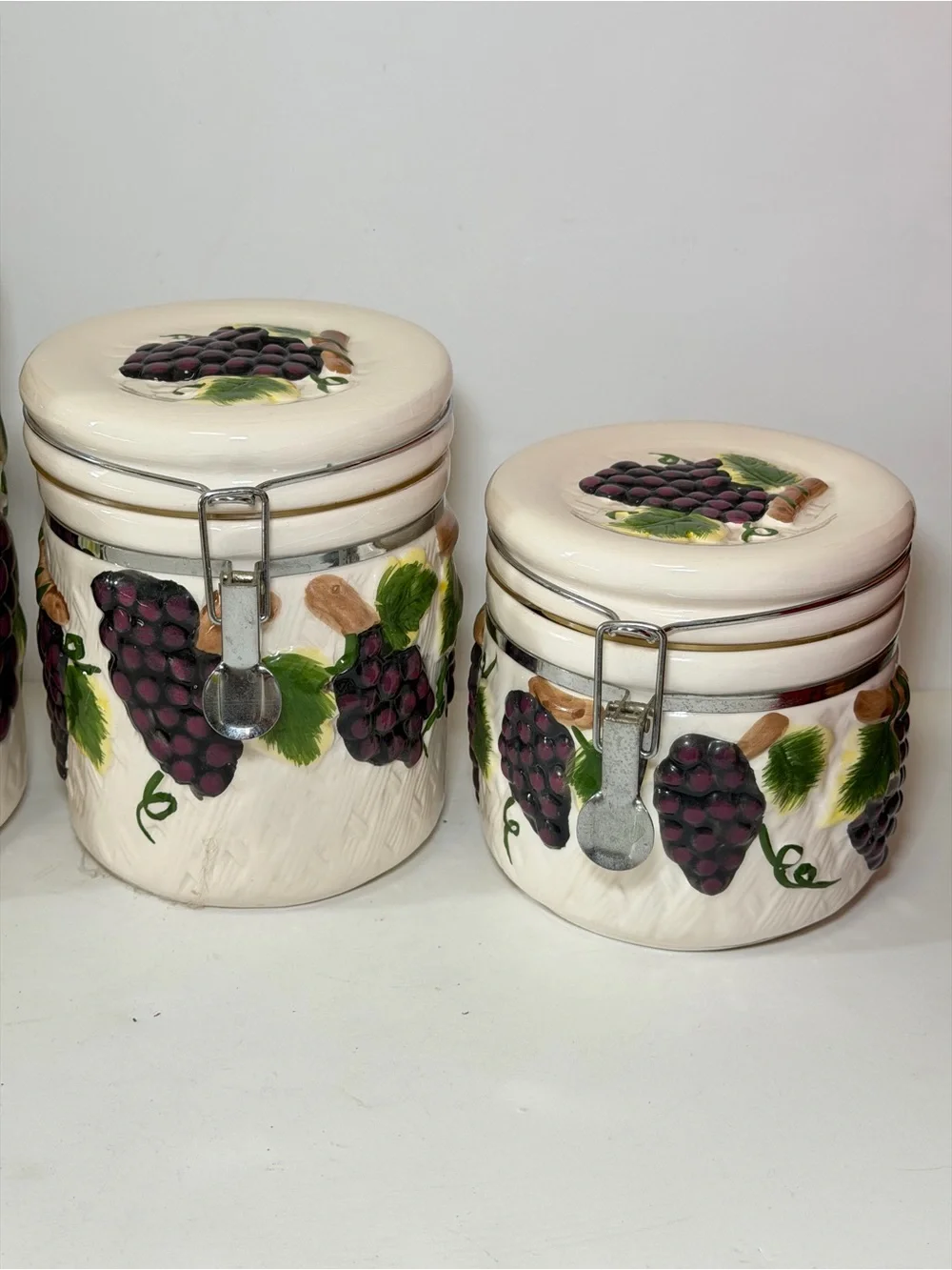 Vintage Home Essentials and Beyond Ceramic Canister Set - Lush Grapes 4-Piece
